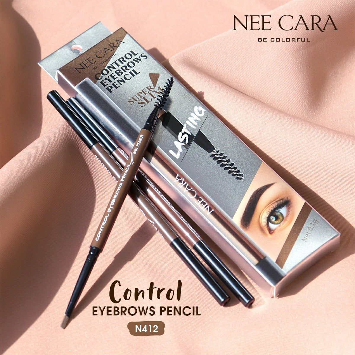 Nee Cara Control Eyebrows Slim Pencil #N412 : neecara นีคาร่า คอนโทล สลิม เพนซิล ดินสอเขียนคิ้ว