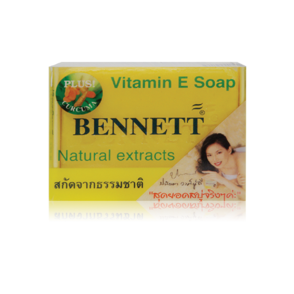 Bennett Vitamin E Soap Natural Extracts + Curcuma 130g. : เบนเนท สบู่ วิตามิน อี เนเชอรัล สูตรขมิ้น