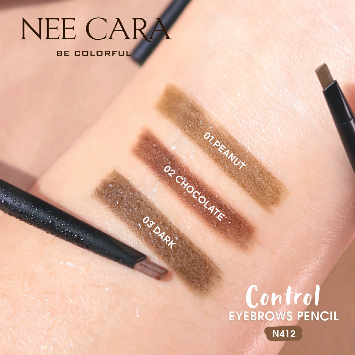 Nee Cara Control Eyebrows Slim Pencil #N412 : neecara นีคาร่า คอนโทล สลิม เพนซิล ดินสอเขียนคิ้ว