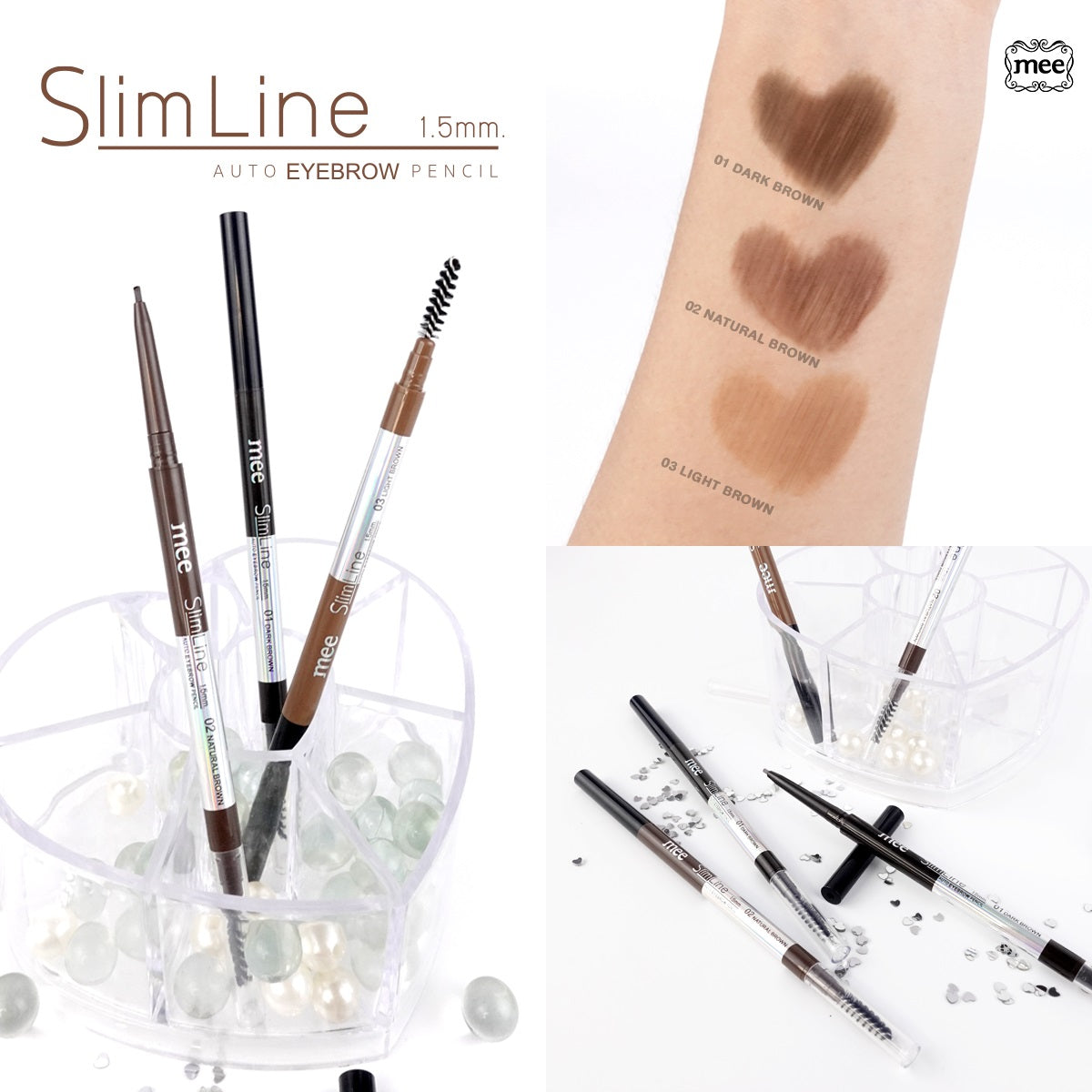 Mee Slimline Auto Eyebrow Pencil : มี สลิมไลน์ 1.5 มม. ออโต้ อายบราว เพนซิล ดินสอเขียนคิ้ว