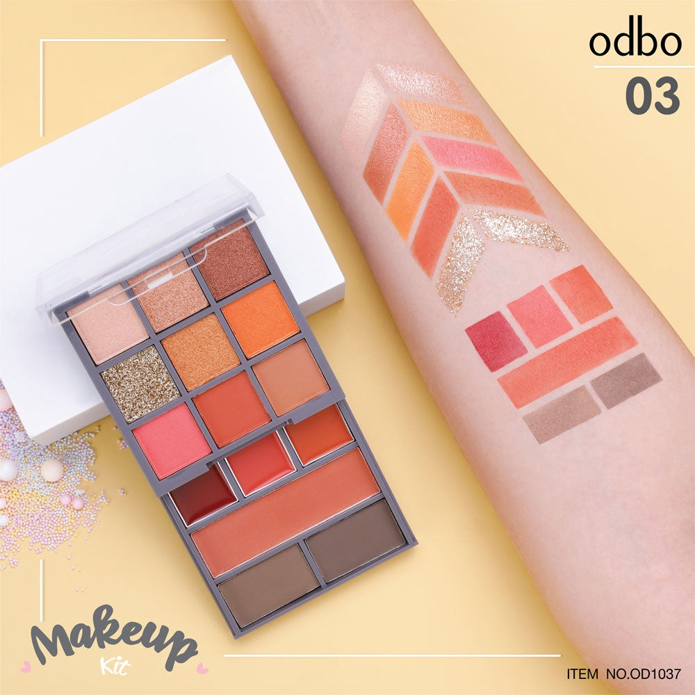 Odbo Makeup Kit Eyeshadow #OD1037 : โอดีบีโอ เมคอัพ คิท อายแชโดว์ พาเลท 2 ชั้น
