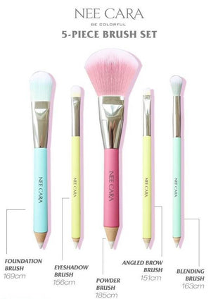 Nee Cara 5 pcs Brush Set #N915: neecara นีคาร่า ชุด เซต แปรงแต่งหน้า