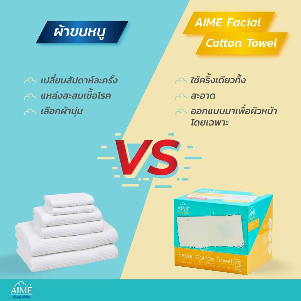 Aime Facial Cotton Towel : เอเม่ สำลี สำลีเช็ดหน้า