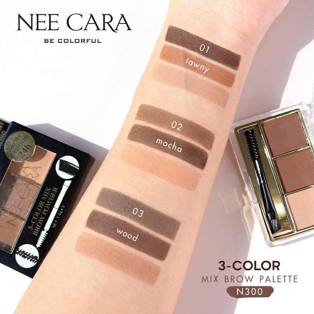 Nee Cara 3 Color Mix Brow Powder #N300 : neecara นีคาร่า เขียนคิ้วแบบฝุ่น