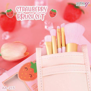 Ashley Strawberry Brush set #AA-215 : แอชลี่ย์ เซ็ต แปรงแต่งหน้า 5 ชิ้น