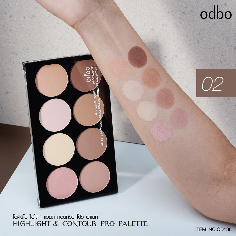 Odbo Highlight & Contour Palette #OD138 : โอดีบีโอ ไฮไลท์ แอนด์ คอนทัวร์ โปร พาเลท