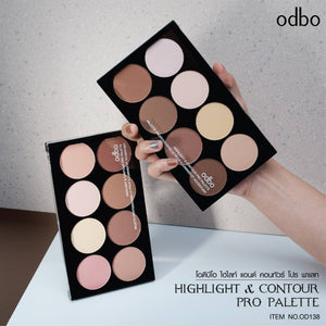 Odbo Highlight & Contour Palette #OD138 : โอดีบีโอ ไฮไลท์ แอนด์ คอนทัวร์ โปร พาเลท