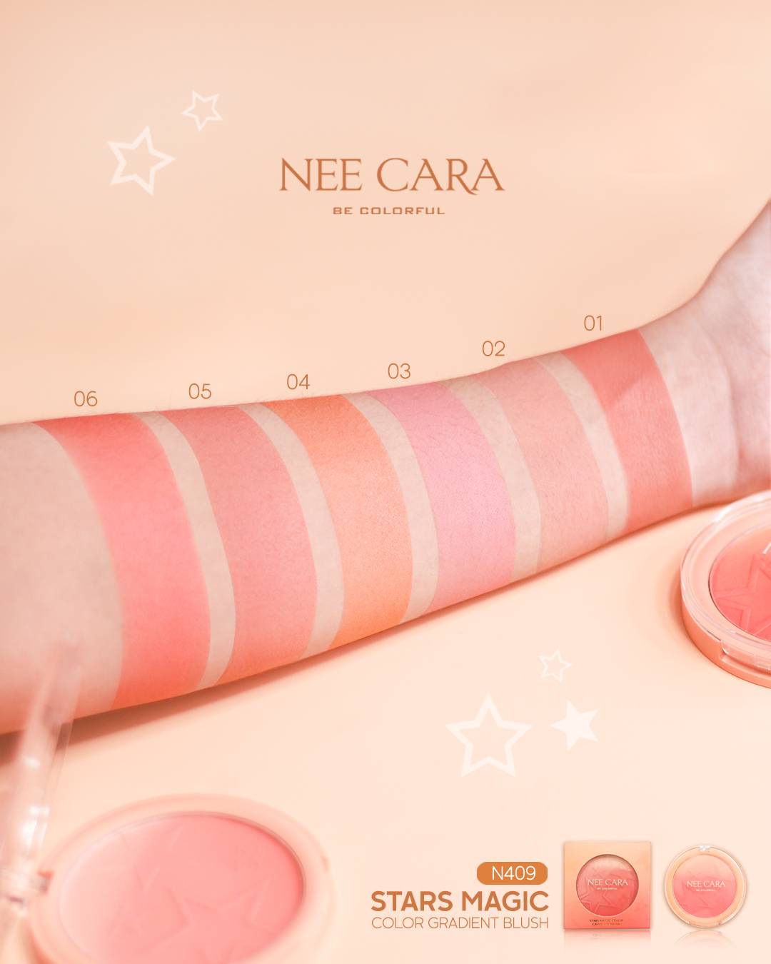 Nee Cara Stars Magic Color Gradient Blush #N409 : neecara นีคาร่า บลัชออน