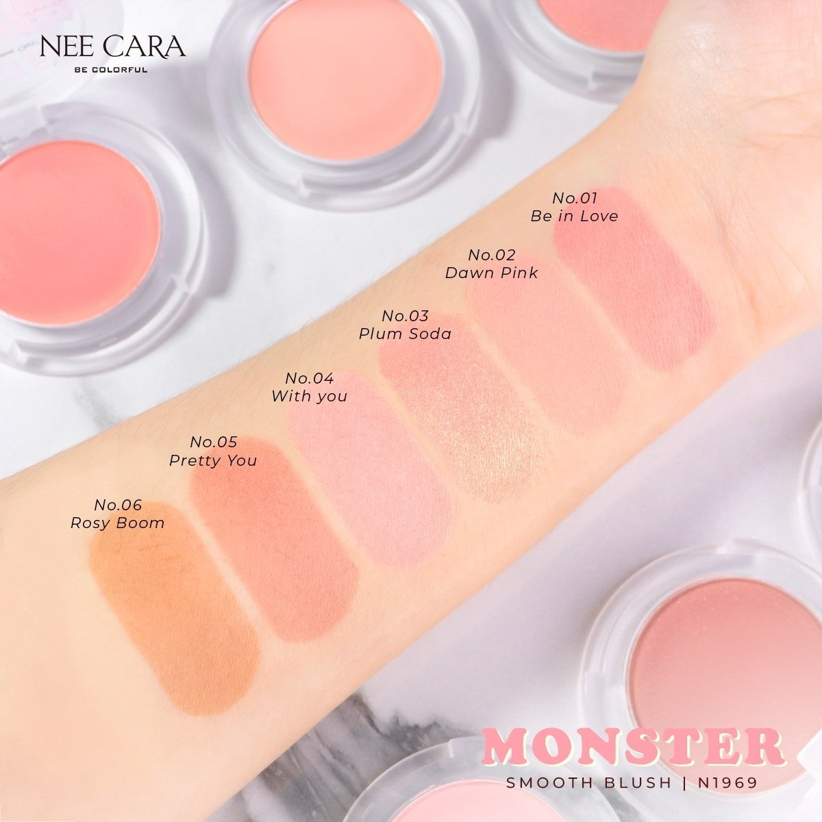 Nee Cara Monster Blush #N1969 : neecara นีคาร่า บลัชมอนส์เตอร์ บลัชออน ปัดแก้ม