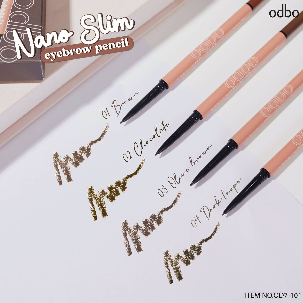 Odbo Nano Slim Eyebrow Pencil #OD7-101 : โอดีบีโอ นาโน สลิม อายบราว เพ็นซิล