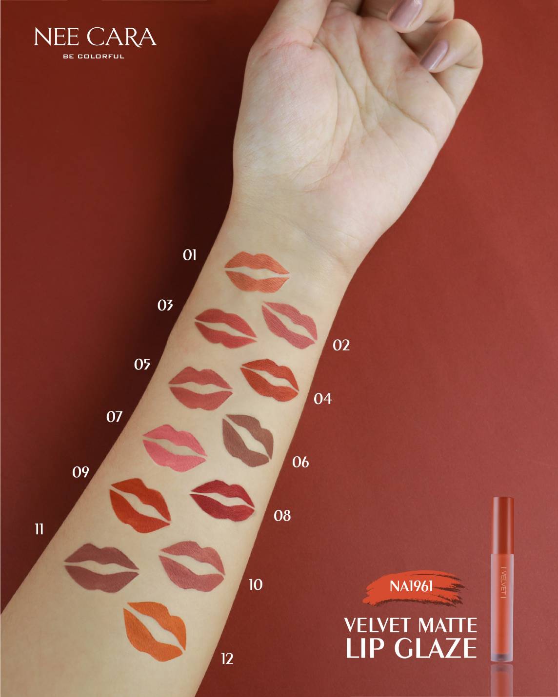 Nee Cara Velvet Matte Lip Glaze #NA1961 : neecara นีคาร่า เวลเวท แมท ลิป เกรซ