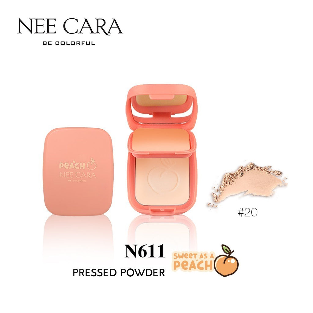 Nee Cara Peach Pressed Powder #N611 : neecara นีคาร่า แป้งพัฟ พีช เพรส พาวเดอร์