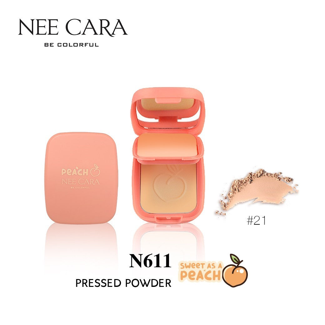 Nee Cara Peach Pressed Powder #N611 : neecara นีคาร่า แป้งพัฟ พีช เพรส พาวเดอร์