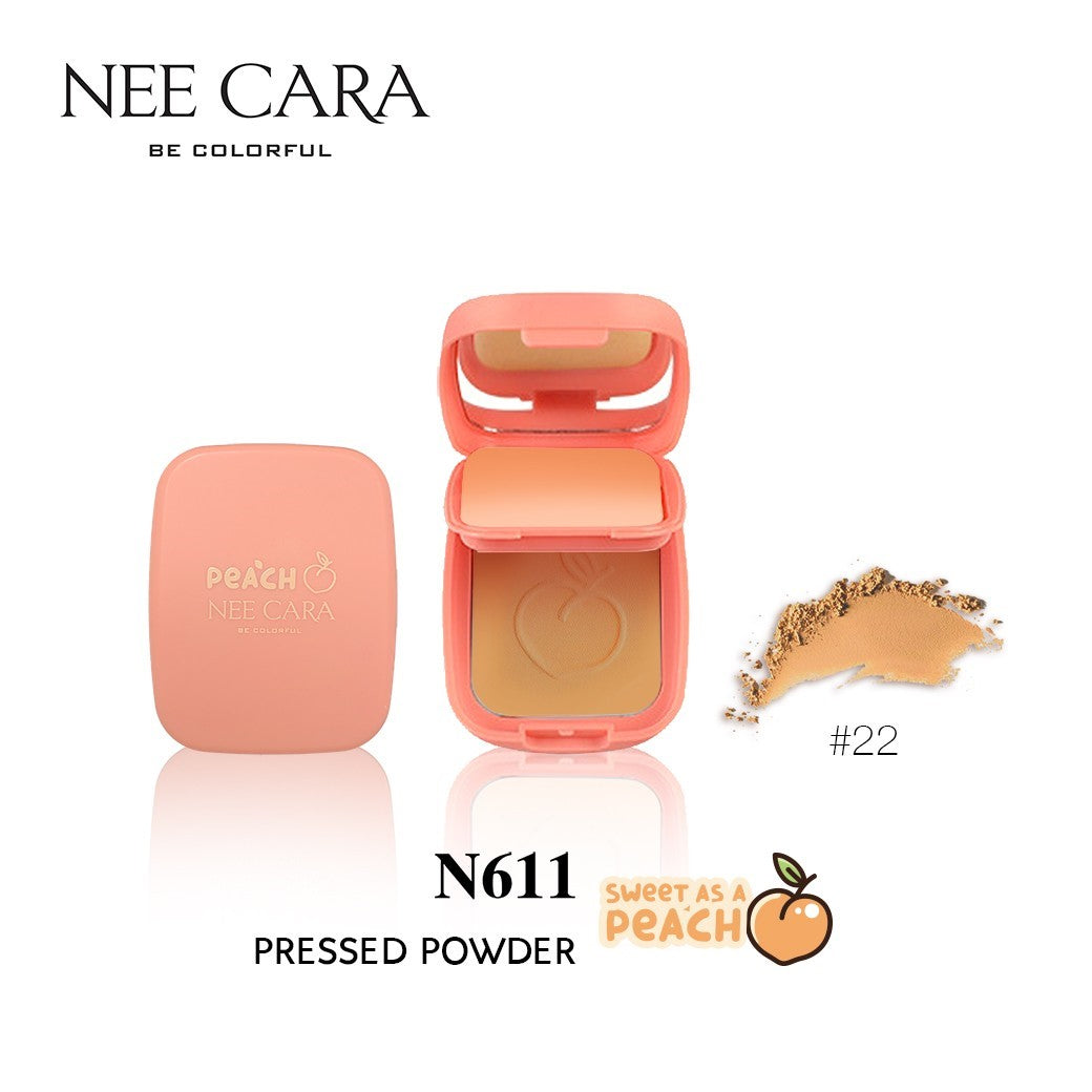 Nee Cara Peach Pressed Powder #N611 : neecara นีคาร่า แป้งพัฟ พีช เพรส พาวเดอร์