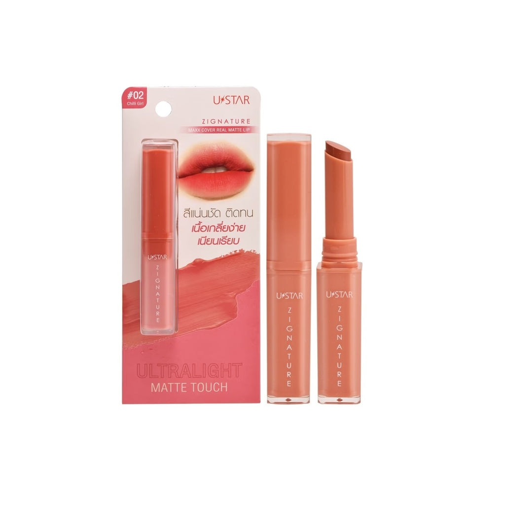 Ustar Zignature Maxx Cover Real Matte Lip : ยูสตาร์ ซิกเนเจอร์ แม็กซ์ คัฟเวอร์ เรียล แมทท์ ลิป