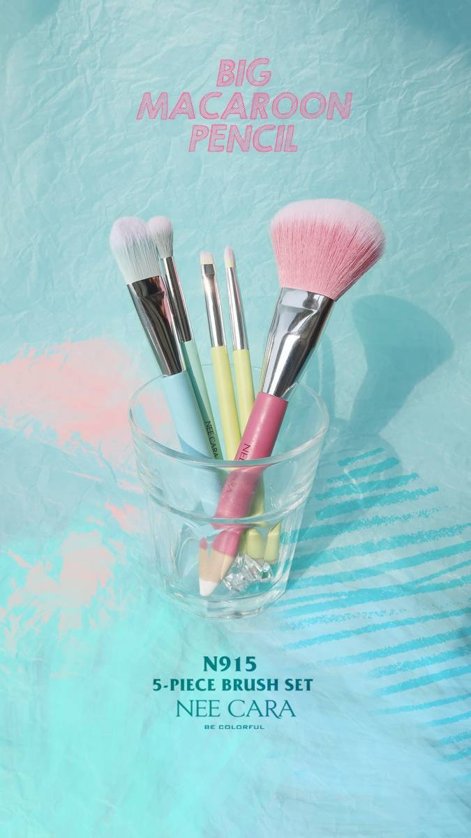 Nee Cara 5 pcs Brush Set #N915: neecara นีคาร่า ชุด เซต แปรงแต่งหน้า