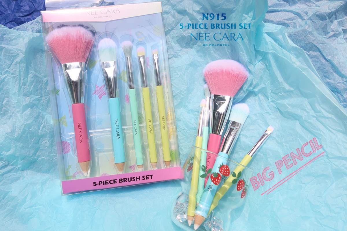 Nee Cara 5 pcs Brush Set #N915: neecara นีคาร่า ชุด เซต แปรงแต่งหน้า