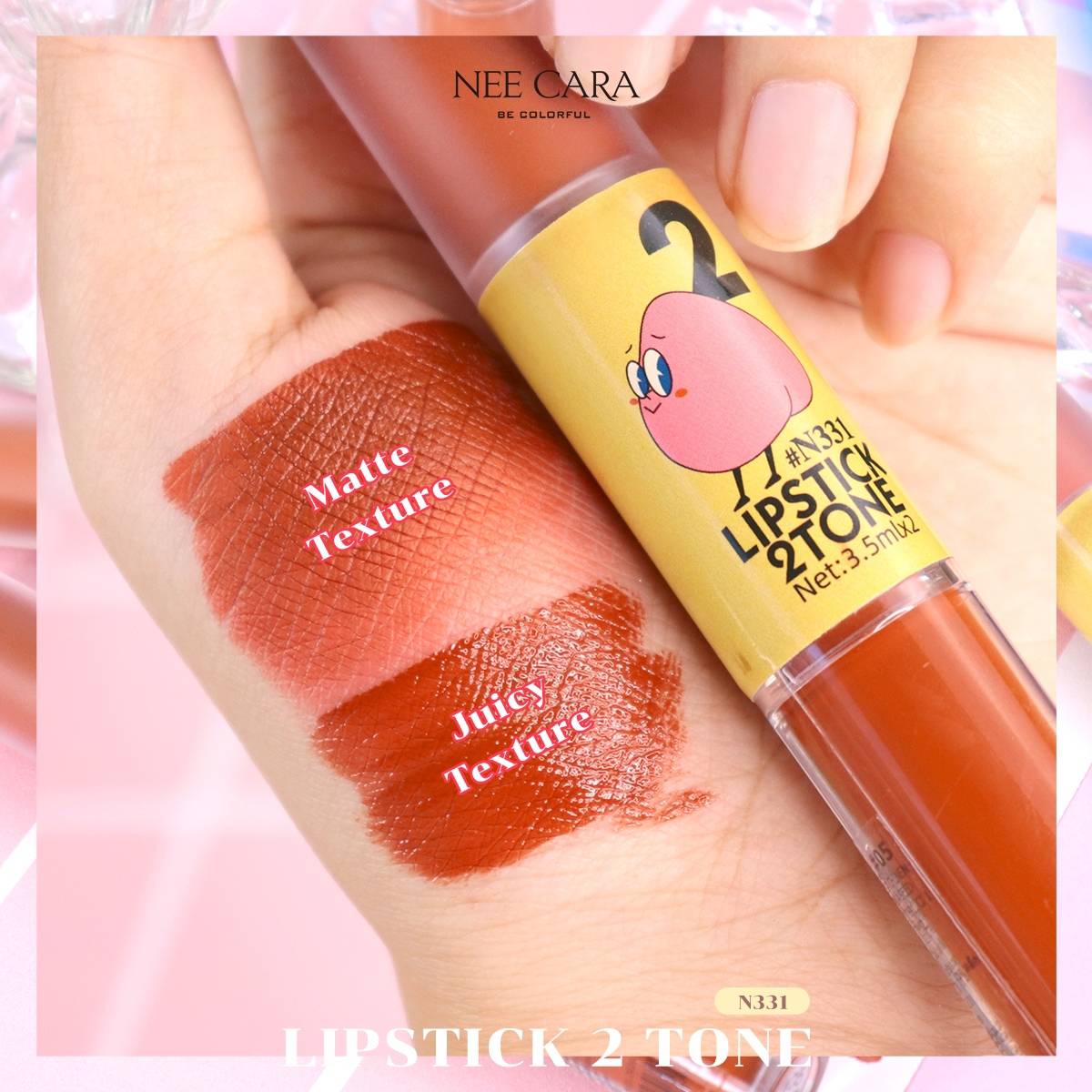 Nee Cara Lipstick 2 Tone Matte & Gloss #N331 : neecara นีคาร่า ลิป ทู โทน แมทและกลอส