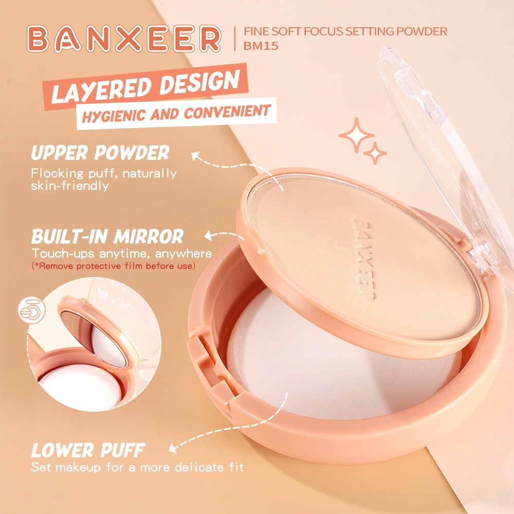 Banxeer Fine Soft Focus Monster Setting Powder #BM15 : แบงเซียร์ ไฟน์ แป้งพัฟ เมคอัพเซตติ้ง ควบคุมความมัน x 1 ชิ้น