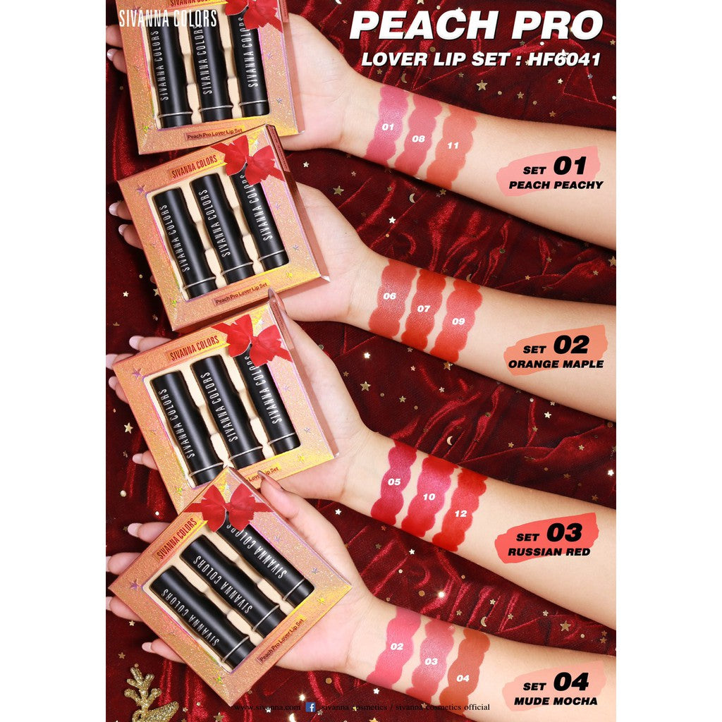 Sivanna Peach Pro Lover Lip Set #HF6041 : ซิวานน่า พีช โปร ลิปสติก เซท
