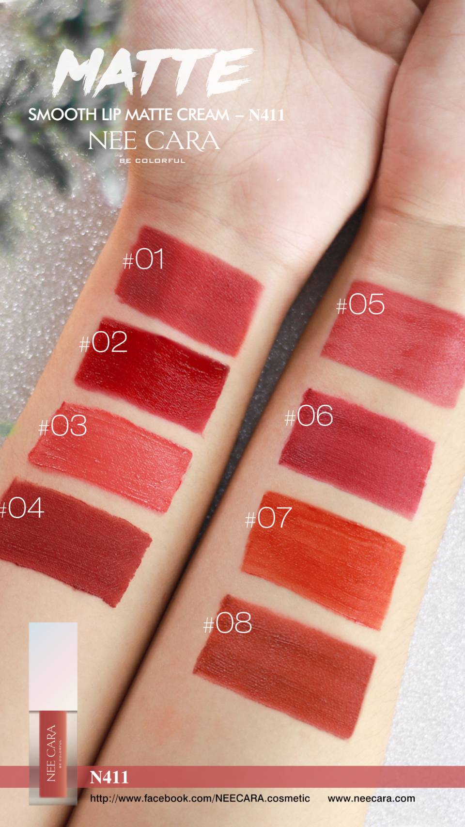 Nee Cara Smooth Lip Matte Cream #N411 : neecara นีคาร่า สมูท ลิป แมท ครีม