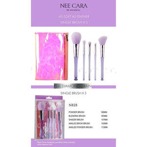 Nee Cara Makeup Brush + Bag #N828 : Neecara เซต แปรงแต่งหน้า 5 ชิ้น + กระเป๋า