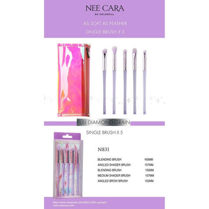 Nee Cara Makeup Brush + Bag #N831 : neecara เซต แปรงแต่งหน้า 5 ชิ้น + กระเป๋า