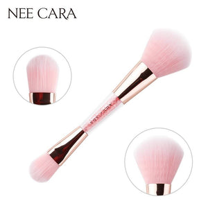 Nee Cara Pink Crystal Brush #N634 : neecara แปรงแต่งหน้า 2 หัว พิงค์คริสตัล