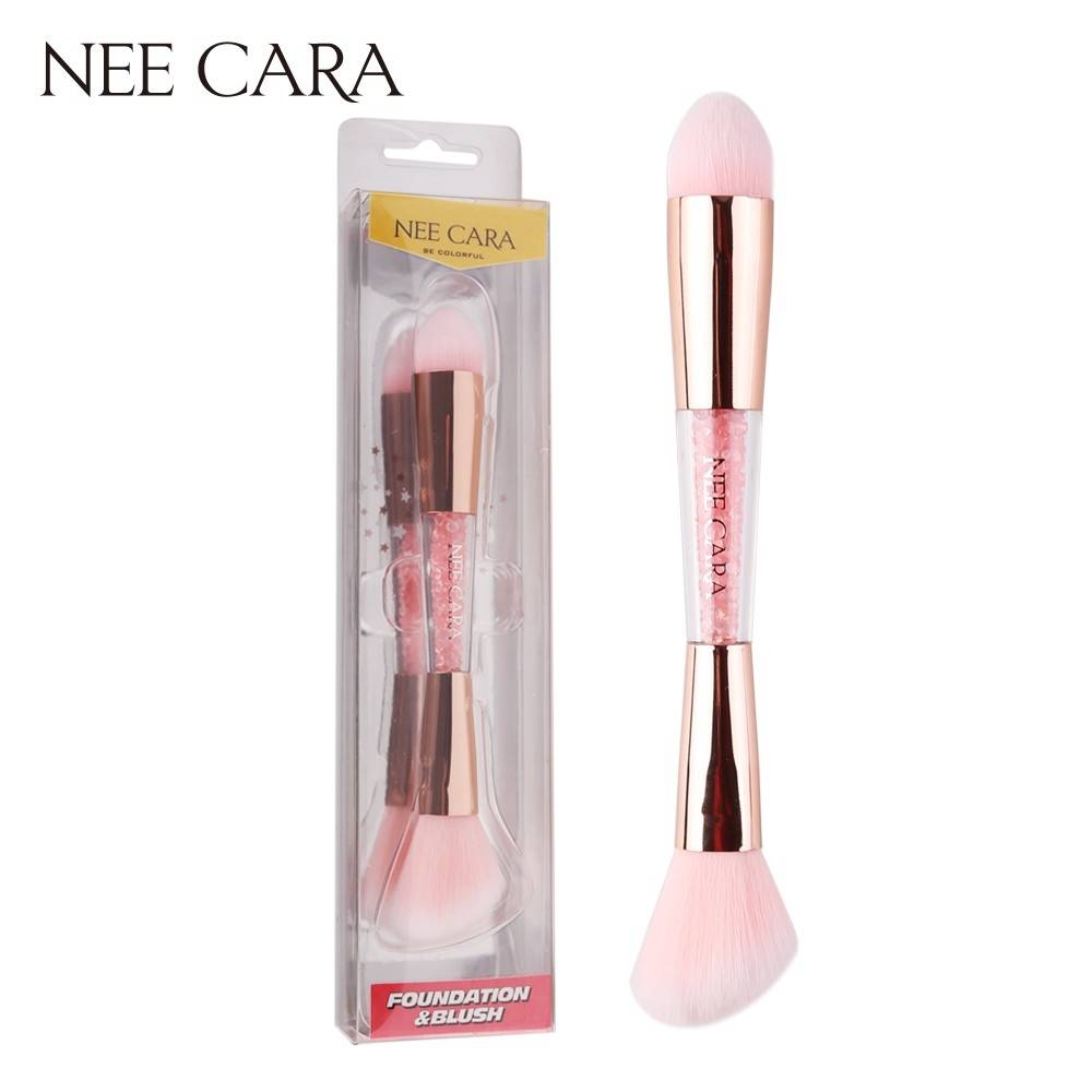 Nee Cara Pink Crystal Brush #N658 : Neecara แปรงแต่งหน้า 2 หัว พิงค์คริสตัล