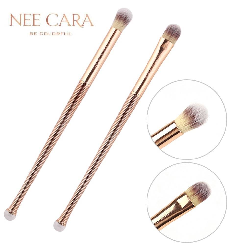 Nee Cara Mermaid Two Brush Set #N878 : neecara แปรง แต่งหน้า ด้ามทอง ขนนุ่ม แพ็คคู่