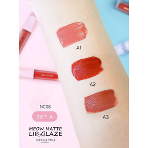 Nee Cara Meow Matte Lip Glaze Set #NC08 : neecara ลิป เซ็ต