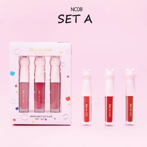 Nee Cara Meow Matte Lip Glaze Set #NC08 : neecara ลิป เซ็ต