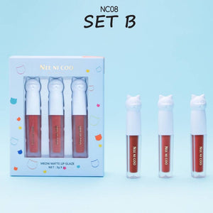 Nee Cara Meow Matte Lip Glaze Set #NC08 : neecara ลิป เซ็ต