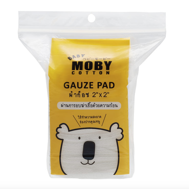 Moby Gauze Pad : โมบี้ ผ้าก๊อซ เช็ดฟัน เบบี้ x 6 ชิ้น