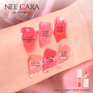 Nee Cara 2 Tone Liquid Lipstick #N302 : neecara นีคาร่า 2โทน ลิปกลอส