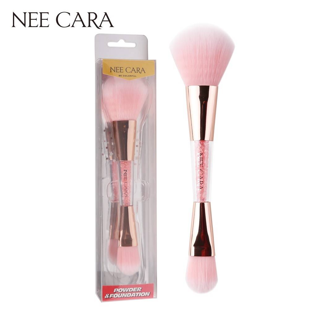 Nee Cara Pink Crystal Brush #N634 : neecara แปรงแต่งหน้า 2 หัว พิงค์คริสตัล