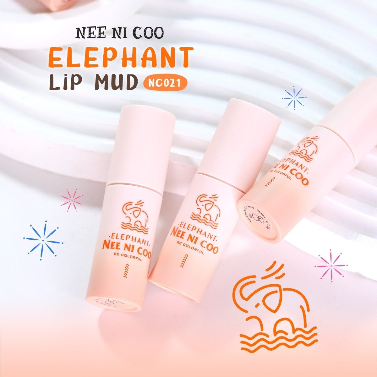 Nee Cara Nee Ni Coo Elephant Lip Mud #NC021 : neecara นีคาร่า นี นิ โค เอลิเฟนท์ ลิป มัด ลิปเนื้อโคลน x 1 ชิ้น