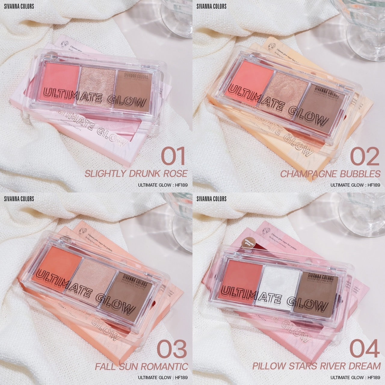 Sivanna Ultimate Glow Sugar Face Palatte #HF189 : ซิวานน่า อัลติเมท โกลว์ บลัชออน ไฮไลท์ คอนทัวร์