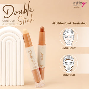 Ashley Double Stick Highlight & Contour #A414 : แอชลี่ย์ ดับเบิ้ล สติ๊ก คอนทัวร์ & ไฮไลท์ x 1 ชิ้น