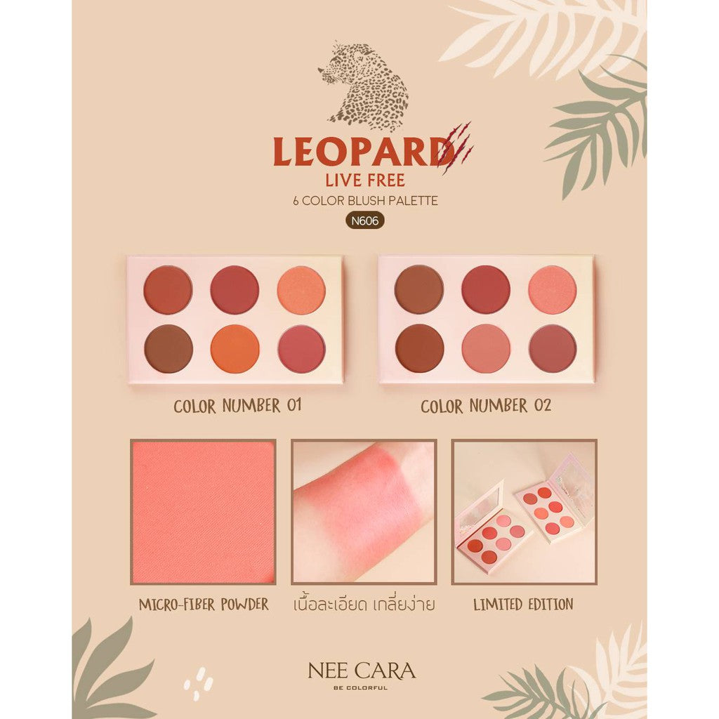 Nee Cara 6 Color Blush Palette #N606 : neecara นีคาร่า ปัดแก้ม พาเลท