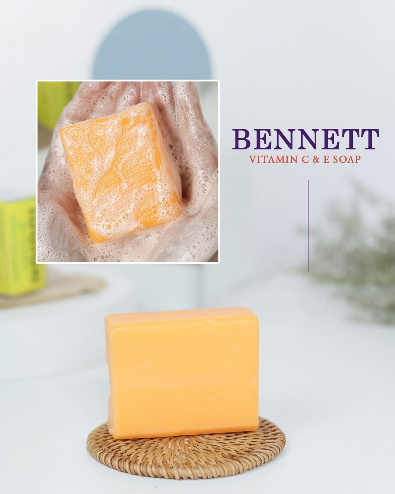 Bennett Vitamin C & E Soap : เบนเนท สบู่ วิตามิน อี สูตร เพิ่ม วิตามิน ซี x 72 ชิ้น