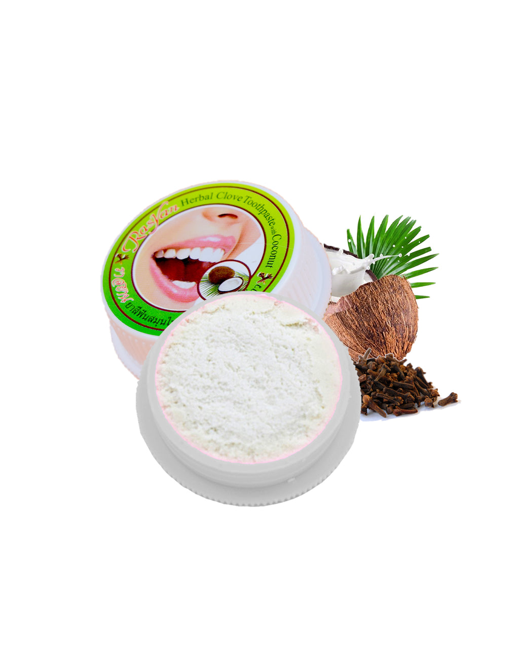 ISME Rasyan Herbal Clove Toothpaste with Coconut : อิสมี ราสยาน (ตลับ) ยาสีฟัน สมุนไพร กานพลู สูตรมะพร้าว