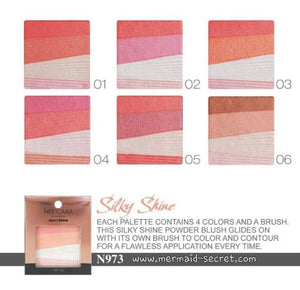 Nee Cara Silky Shine 4 Color Blush Palette #N973 : neecara นีคาร่า 4 คัลเลอร์ บลัช พาเลท