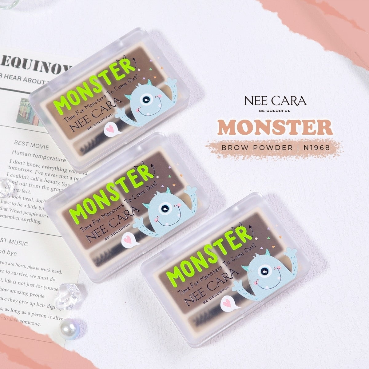 Nee Cara Monster Brow Eyebrow Powder #N1968 : นีคาร่า พาเลทคิ้วมอนส์เตอร์ ปัดคิ้ว เขียนคิ้ว เนื้อฝุ่น