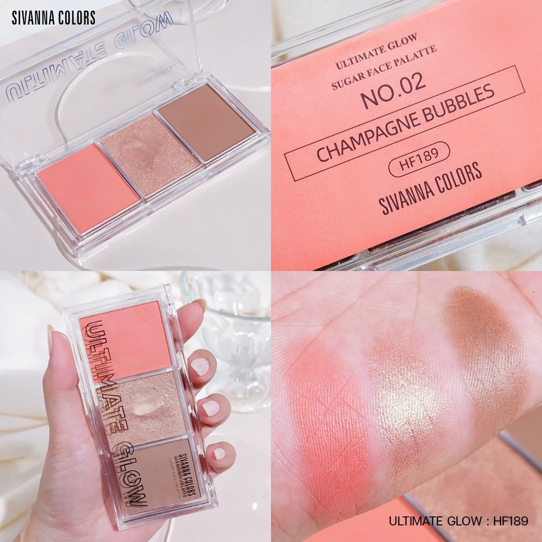 Sivanna Ultimate Glow Sugar Face Palatte #HF189 : ซิวานน่า อัลติเมท โกลว์ บลัชออน ไฮไลท์ คอนทัวร์