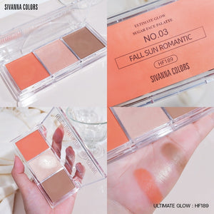 Sivanna Ultimate Glow Sugar Face Palatte #HF189 : ซิวานน่า อัลติเมท โกลว์ บลัชออน ไฮไลท์ คอนทัวร์