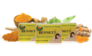 Bennett Vitamin E Soap Natural Extracts + Curcuma 130g. : เบนเนท สบู่ วิตามิน อี เนเชอรัล สูตรขมิ้น