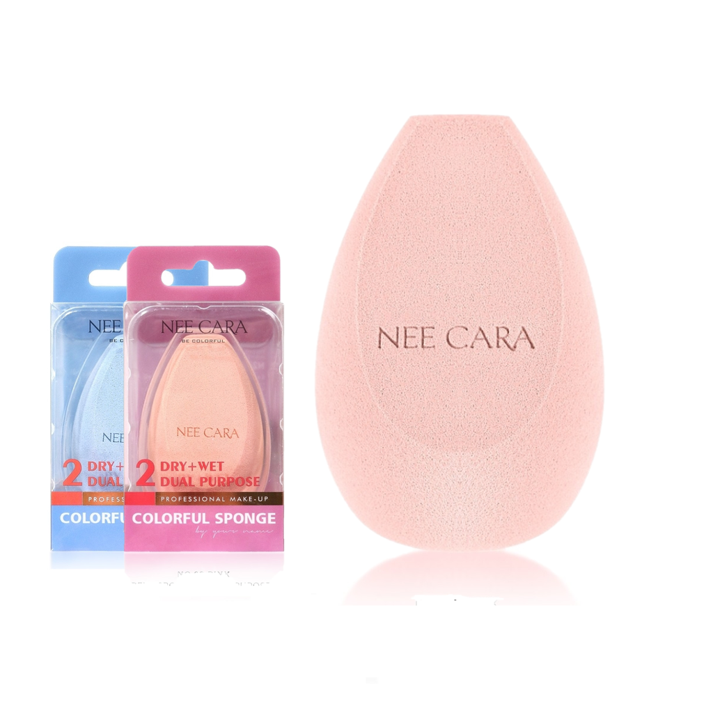 Nee Cara 2 Dual Purpose Colorful Sponge #N222 : neecara นีคาร่า ฟองน้ำ รองพื้น แต่งหน้า ฟองน้ำทรงไข่ ตัดมุม x 1 ชิ้น