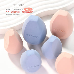 Nee Cara 2 Dual Purpose Colorful Sponge #N222 : neecara นีคาร่า ฟองน้ำ รองพื้น แต่งหน้า ฟองน้ำทรงไข่ ตัดมุม x 1 ชิ้น