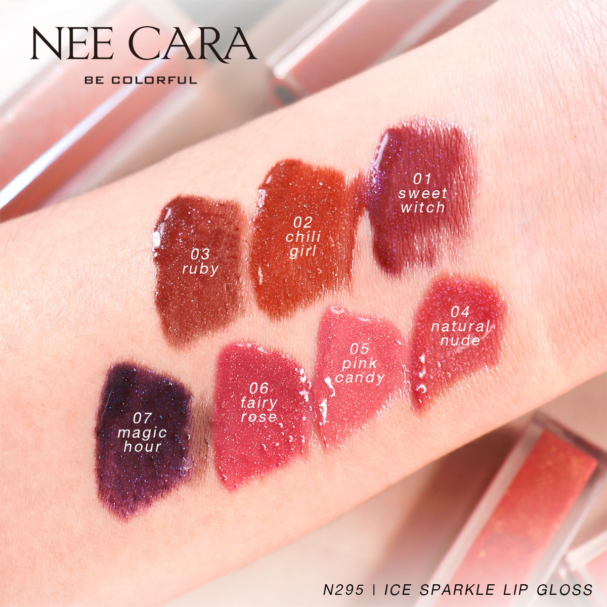 Nee Cara Colorful Ice Sparkles Star #N295 : neecara นีคาร่า ลิปกลอส